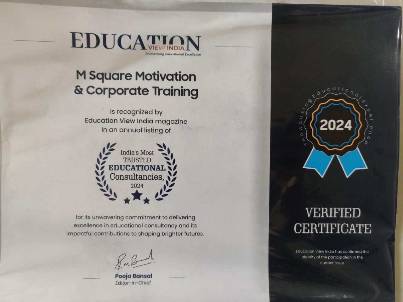 M Square Motivation Named Among India’s Most Trusted Educational Consultancies 2024