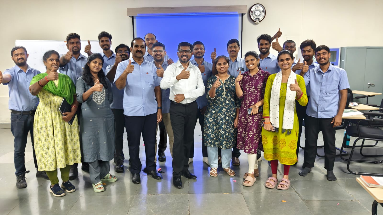 Thermopads supervisor training batch posing with Corporate Trainer M David Raj